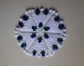 Banyo Lifi Yün El Örmesi 3'lü Ceyizlik Seti Çiçek Desenli MAVİ - 3