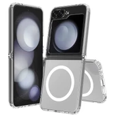 Galaxy Z Flip 6 Kılıf Magsafe Şarj Özellikli Şeffaf Sert PC Zore Embos Kapak thumbnail 2