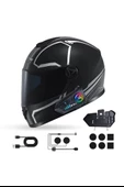 2 Eşleşmeli Kask Intercom Kulaklık Y10 2X Su Geçirmez 300 Mt Bluetooth Motosiklet Kulaklık - 3