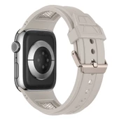 Apple Watch 1 2 3 4 5 6 7 8 9 Se Ultra 49/45/44/42 mm KRD-117 Hava Alabilen Delikli Metal Süslemeli Desenli Silikon Kordon thumbnail 6