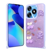 Tecno Spark 10 4G Kılıf Parlayan Simli Kabartma Figürlü Zore Cevze Kapak thumbnail 4