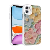 Apple iPhone 11 Kılıf Çiçek Desenli Parlak Taşlı Sert Silikon Zore Garden Kapak - 5
