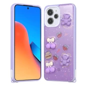 Xiaomi Redmi 12 4G Kılıf Parlayan Simli Kabartma Figürlü Zore Cevze Kapak - 2