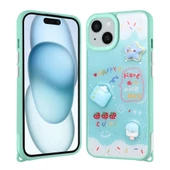 Apple iPhone 15 Kılıf Parlayan Simli Kabartma Figürlü Zore Cevze Kapak thumbnail 5