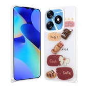 Tecno Spark 10 4G Kılıf Parlayan Simli Kabartma Figürlü Zore Cevze Kapak thumbnail 3