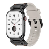 Apple Watch 1 2 3 4 5 6 7 8 9 Se Ultra 49/45/44/42 mm KRD-101 Titanyum Metal Başlıklı Silikon Kordon thumbnail 3