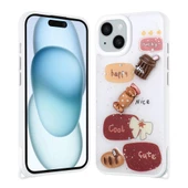 Apple iPhone 15 Plus Kılıf Parlayan Simli Kabartma Figürlü Zore Cevze Kapak - 3