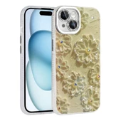 Apple iPhone 14 Kılıf Çiçek Desenli Parlak Taşlı Sert Silikon Zore Garden Kapak thumbnail 5