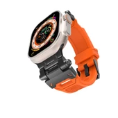 Apple Watch 1 2 3 4 5 6 7 8 9 Se Ultra 49/45/44/42 mm KRD-108 Metal Başlıklı Silikon Kordon thumbnail 1