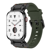 Apple Watch 1 2 3 4 5 6 7 8 9 Se Ultra 49/45/44/42 mm KRD-101 Titanyum Metal Başlıklı Silikon Kordon thumbnail 6