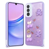 Galaxy A05S Kılıf Parlayan Simli Kabartma Figürlü Zore Cevze Kapak - 5