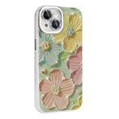 Apple iPhone 14 Kılıf Çiçek Desenli Parlak Taşlı Sert Silikon Zore Garden Kapak thumbnail 10