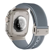 Apple Watch 1 2 3 4 5 6 7 8 9 Se Ultra 49/45/44/42 mm KRD-113 Spor Görünümlü Silikon Kordon thumbnail 3