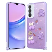 Galaxy A34 Kılıf Parlayan Simli Kabartma Figürlü Zore Cevze Kapak thumbnail 6