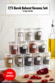 12'li Barok Yuvarlak Baharat Kavanoz Seti & Saklama Kabı & Erzak Kabı (12*250 ML) - 1