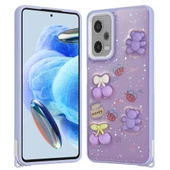 Xiaomi Redmi Note 12 Pro Plus 5G Kılıf Parlayan Simli Kabartma Figürlü Zore Cevze Kapak - 4