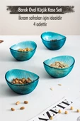 Akrilik Barok Aquamarin Oval 4'lü Küçük Kase Seti & Çerezlik & Sunumluk & İkramlık (Cam Değildir) - 1