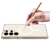 Galaxy S24 Ultra Kılıf Magsafe Şarj Özellikli Şeffaf Sert PC Zore Embos Kapak thumbnail 4