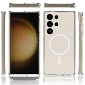 Galaxy S24 Ultra Kılıf Magsafe Şarj Özellikli Şeffaf Sert PC Zore Embos Kapak thumbnail 3