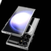 Galaxy S24 Ultra Kılıf Magsafe Şarj Özellikli Şeffaf Sert PC Zore Embos Kapak thumbnail 9