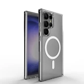 Galaxy S24 Ultra Kılıf Magsafe Şarj Özellikli Şeffaf Sert PC Zore Embos Kapak thumbnail 7