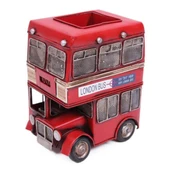 Dekoratif Metal Londra Şehir Otobüsü Kalemlik 20 cm thumbnail 2