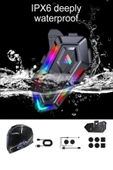 2 Eşleşmeli Kask Intercom Kulaklık Y20 Max 2x Su Geçirmez Bluetooth 5.3 Motosiklet Kulaklık - 6