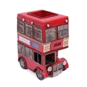 Dekoratif Metal Londra Şehir Otobüsü Kalemlik 20 cm thumbnail 1