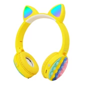 CXT-950 RGB Led Işıklı Kedi Kulağı Band Tasarımı Ayarlanabilir Katlanabilir Kulak Üstü Bluetooth Kulaklık thumbnail 2