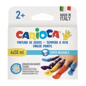 Carioca Bebek Parmak Boyası 4 Renk 4x50 ml Süper Yıkanabilir 2+ Yaş - 1