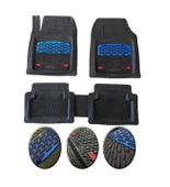 Renault Megane 2 2002-2008 Uyumlu Ekstra Kanallı Havuzlu Paspas Seti Krom Mavi 4D - 1