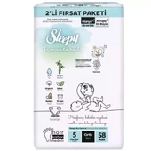 Sleepy Bio Natural Bebek Bezi 2'Li Fırsat Paketi 5 Beden 58 Adet - 1
