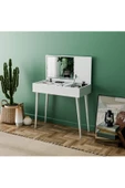 Mezza 2220 FLORA DÜŞER KAPAKLI AYNALI (AHŞAP AYAKLI) 80 CM MAKYAJ MASASI DRESUAR ÇALIŞMA MASASI BEYAZ thumbnail 4