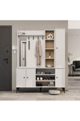 Mezza 5050 VERONA 4 PROFİL KAPAKLI 4 ASKILI 15 RAFLI SOL AYNALI PORTMANTO BEYAZ YUNUS - 3