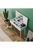 Mezza 2220 FLORA DÜŞER KAPAKLI AYNALI (AHŞAP AYAKLI) 80 CM MAKYAJ MASASI DRESUAR ÇALIŞMA MASASI BEYAZ thumbnail 1