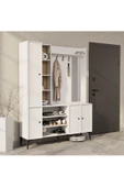 Mezza 5051 VERONA 4 PROFİL KAPAKLI 4 ASKILI 15 RAFLI SAĞ AYNALI PORTMANTO BEYAZ YUNUS - 4