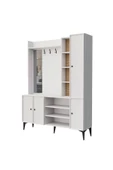 Mezza 5050 VERONA 4 PROFİL KAPAKLI 4 ASKILI 15 RAFLI SOL AYNALI PORTMANTO BEYAZ YUNUS - 8
