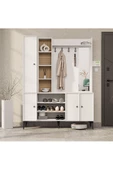 Mezza 5051 VERONA 4 PROFİL KAPAKLI 4 ASKILI 15 RAFLI SAĞ AYNALI PORTMANTO BEYAZ YUNUS - 3