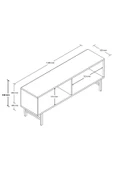 Mezza 4042 DIAMOND METAL AYAKLI TV ÜNİTESİ 150 CM SEPET-TRAVERTEN - 2