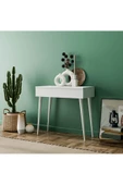 Mezza 2220 FLORA DÜŞER KAPAKLI AYNALI (AHŞAP AYAKLI) 80 CM MAKYAJ MASASI DRESUAR ÇALIŞMA MASASI BEYAZ thumbnail 5