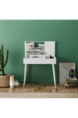 Mezza 2220 FLORA DÜŞER KAPAKLI AYNALI (AHŞAP AYAKLI) 80 CM MAKYAJ MASASI DRESUAR ÇALIŞMA MASASI BEYAZ thumbnail 6