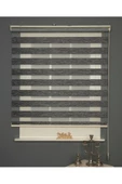 Blind-X Çizgili Siyah Bambu Stor Zebra Perde Balkon Perdesi, Oturma Odası Perdesi (Dayanıklı Alüminyum Kasa) - 1