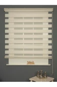 Blind-X Ekru Bambu Stor Zebra Perde Balkon Perdesi, Oturma Odası Perdesi (Dayanıklı Alüminyum Kasa) - 1