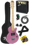 Midex CEG-34PK 5-8 Yaş Çocuklar İçin Amfili Full 1/2 34 İnç Elektro Gitar Seti Pembe - 1
