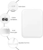 Valkyrie 8 LED Işıklı Cep Çanta Cüzdan Makyaj Aynası - 1X 3X Yakınlaştırma - Zarif ve Hafif Tasarım - Katlanabilir Ayna Beyaz - 6