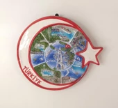 Tabak Seramik Ayyıldız Türkiye Duvar Masa Süsü Biblo Dekor - 2