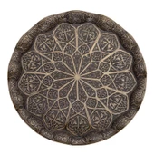 YUVARLAK DALGALI BÜYÜK TEPSİ ANTİK SARI - 1