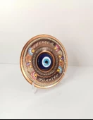 Bakır Tabak Nazar Boncuk Kötü Göz Duvar Masa Süsü Biblo Dekor - 5