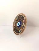 Bakır Tabak Nazar Boncuk Kötü Göz Duvar Masa Süsü Biblo Dekor - 4