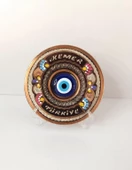 Bakır Tabak Nazar Boncuk Kötü Göz Duvar Masa Süsü Biblo Dekor - 1